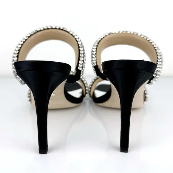 Badgley Mischka Women's Sade Jeweled Double Band Heeled Sandals Black Size 6 - Picture 9 of 12